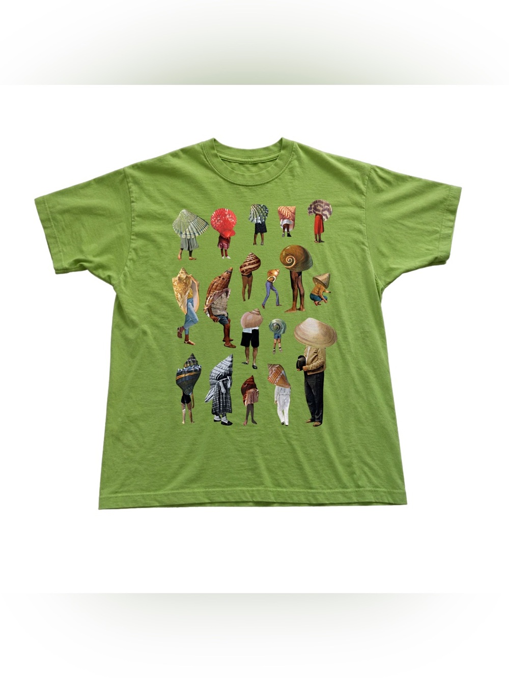 Kiwi Green Graphic Shell-Head Collage Tee